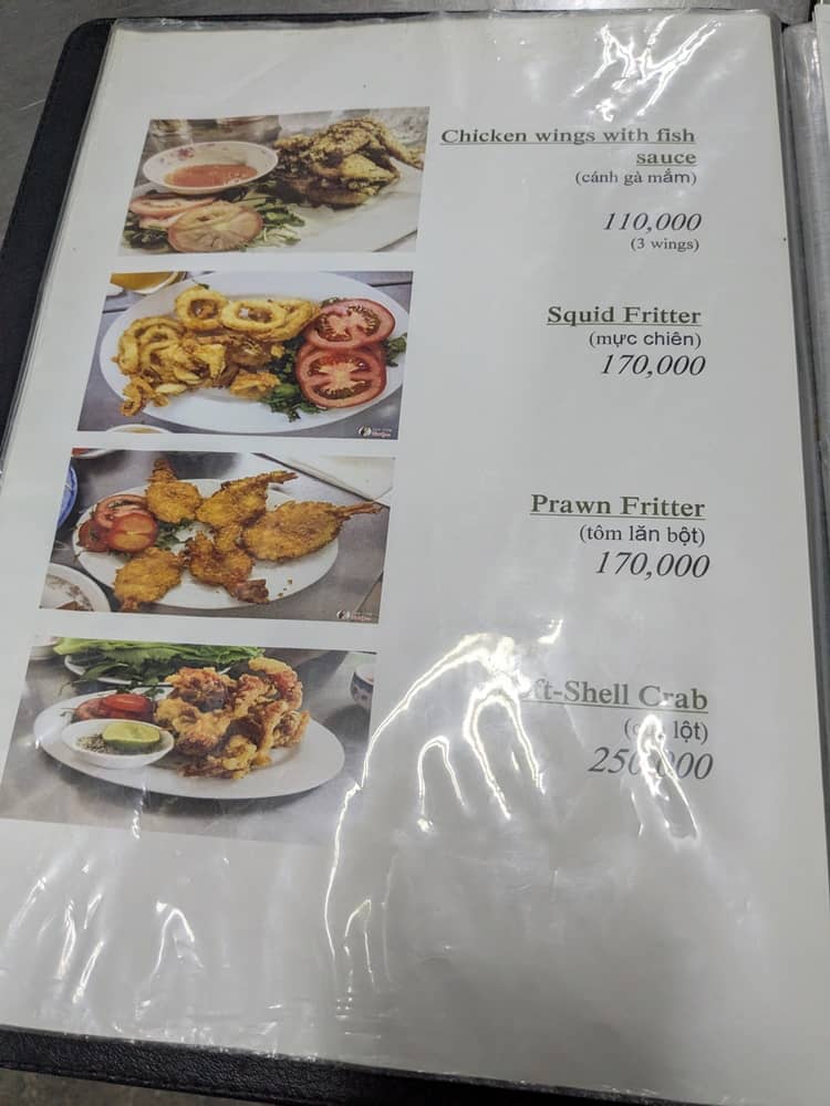 バインセオ46Aのメニュー。揚げ物のページ。