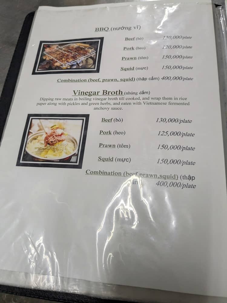 バインセオ46Aのメニュー。バーベキューが書かれている。