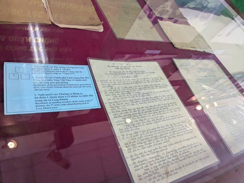 ホーチミン作戦博物館に展示されている手紙や資料